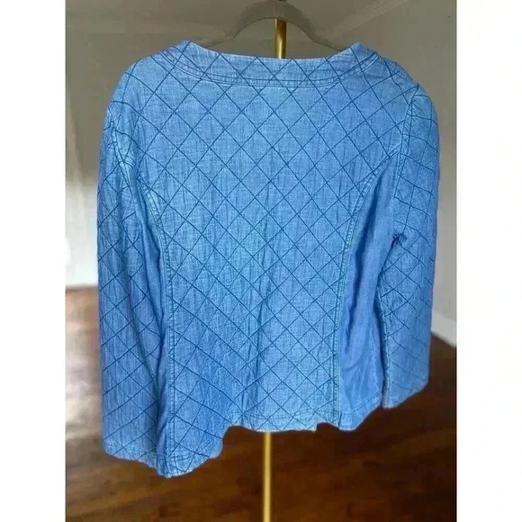 Chicos Quilted Denim Jacket Button Up Cottagecore Cozy Gorpcore Granola Fall Y2K - Picture 3 of 11